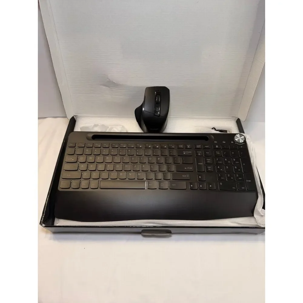 Bluefinger RGB Wireless Keyboard Mouse Combo Rechargeable Ergonomic NEW Open Box